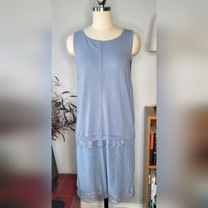 Hoss Intropia Sleeveless Dress Blue Silk Cotton Size Small